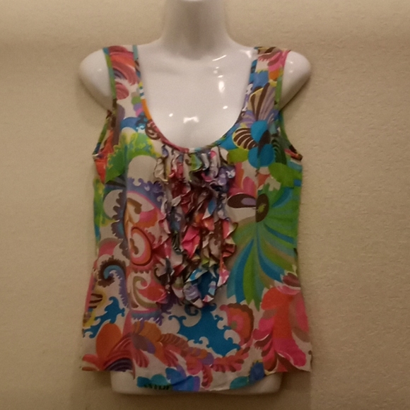 Trina Turk Printed Ruffled Silk Top - Picture 5 of 15